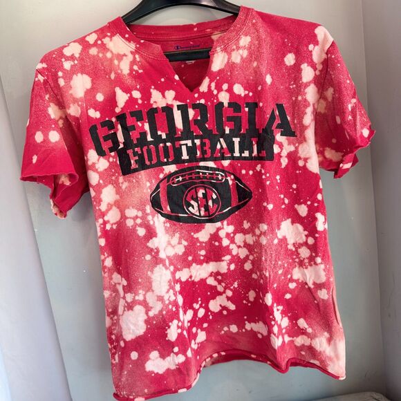 Champion Tops - Champion Upcycled University of Georgia Football T-Shirt (Size Small)